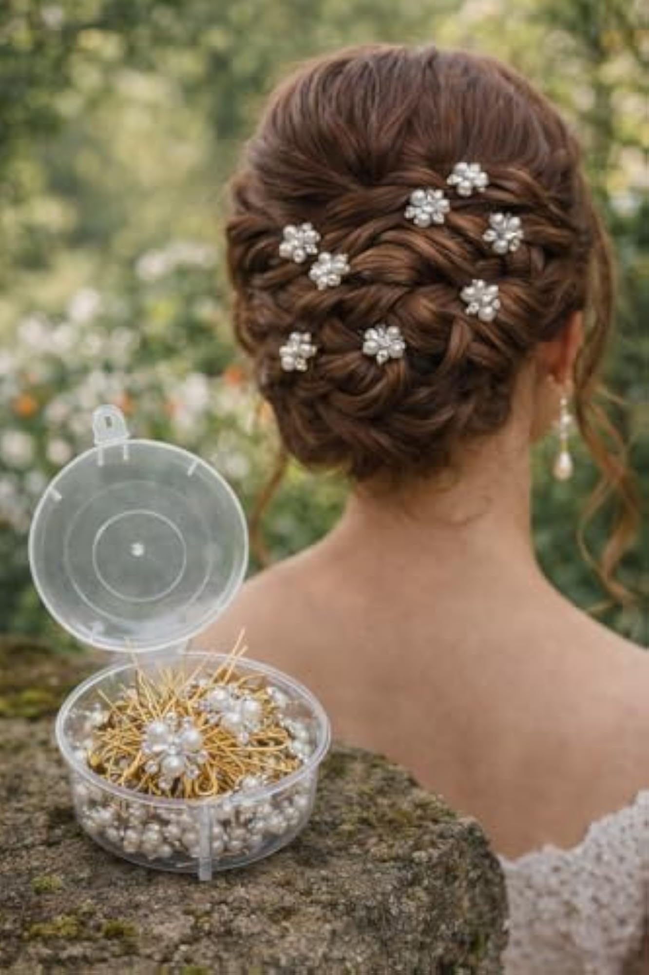 Pearl and Crystal Hair Pins with Storage Case